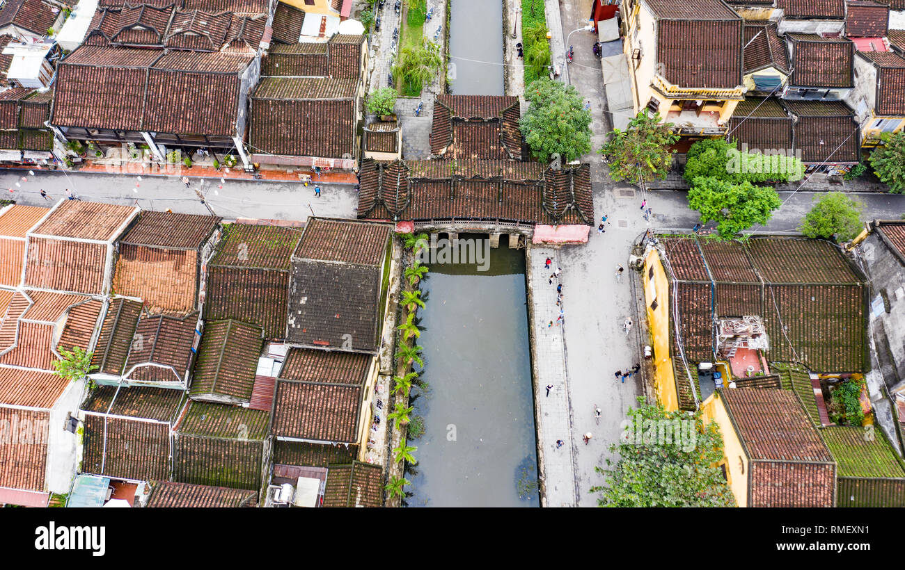 Pont couvert japonais et de la pagode Chua Cau, Hoi An, Vietnam Banque D'Images