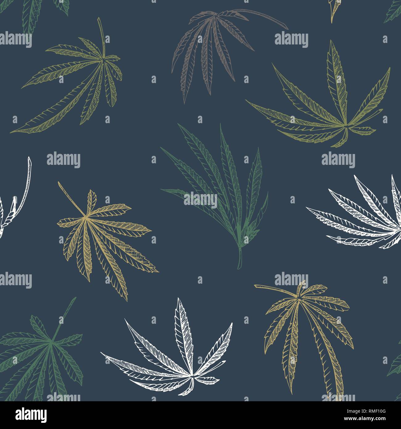 Modèle de vecteur Seamless plante de chanvre sur un fond sombre texture cannabis Illustration de Vecteur