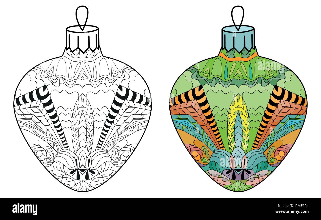 Zentangle Décorations De Noël Stylisé Illustration Vecteur
