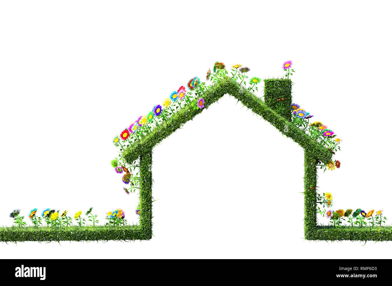 Eco house concept fait d'herbe et de fleurs Banque D'Images