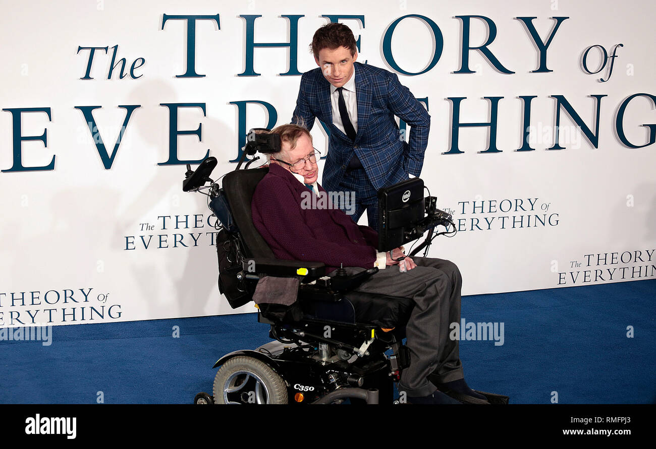 Dec 9, 2014 - "La théorie du tout" - UK Premiere - Tapis Rouge terminal des arrivées de l'Odeon, Leicester Square, London Présenté : Le professeur Stephen Hawking ; Banque D'Images