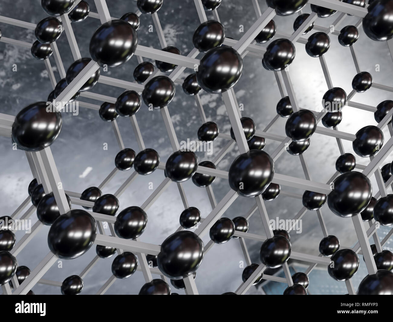 Le rendu 3D de la structure moléculaire du graphène - forme géométrique hexagonale Banque D'Images