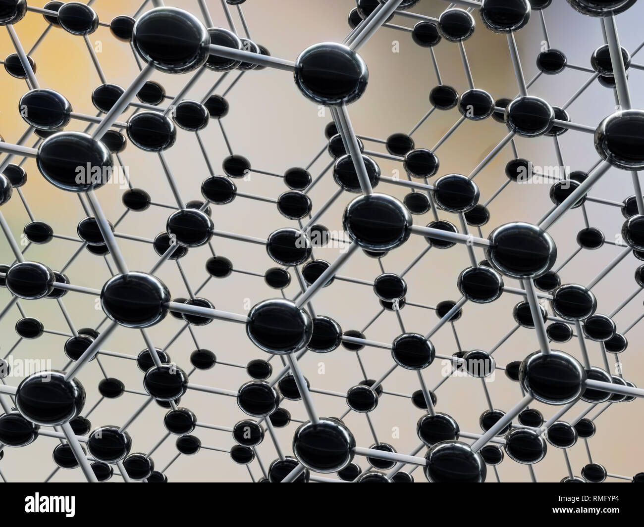 Le rendu 3D de la structure moléculaire du graphène - forme géométrique hexagonale Banque D'Images