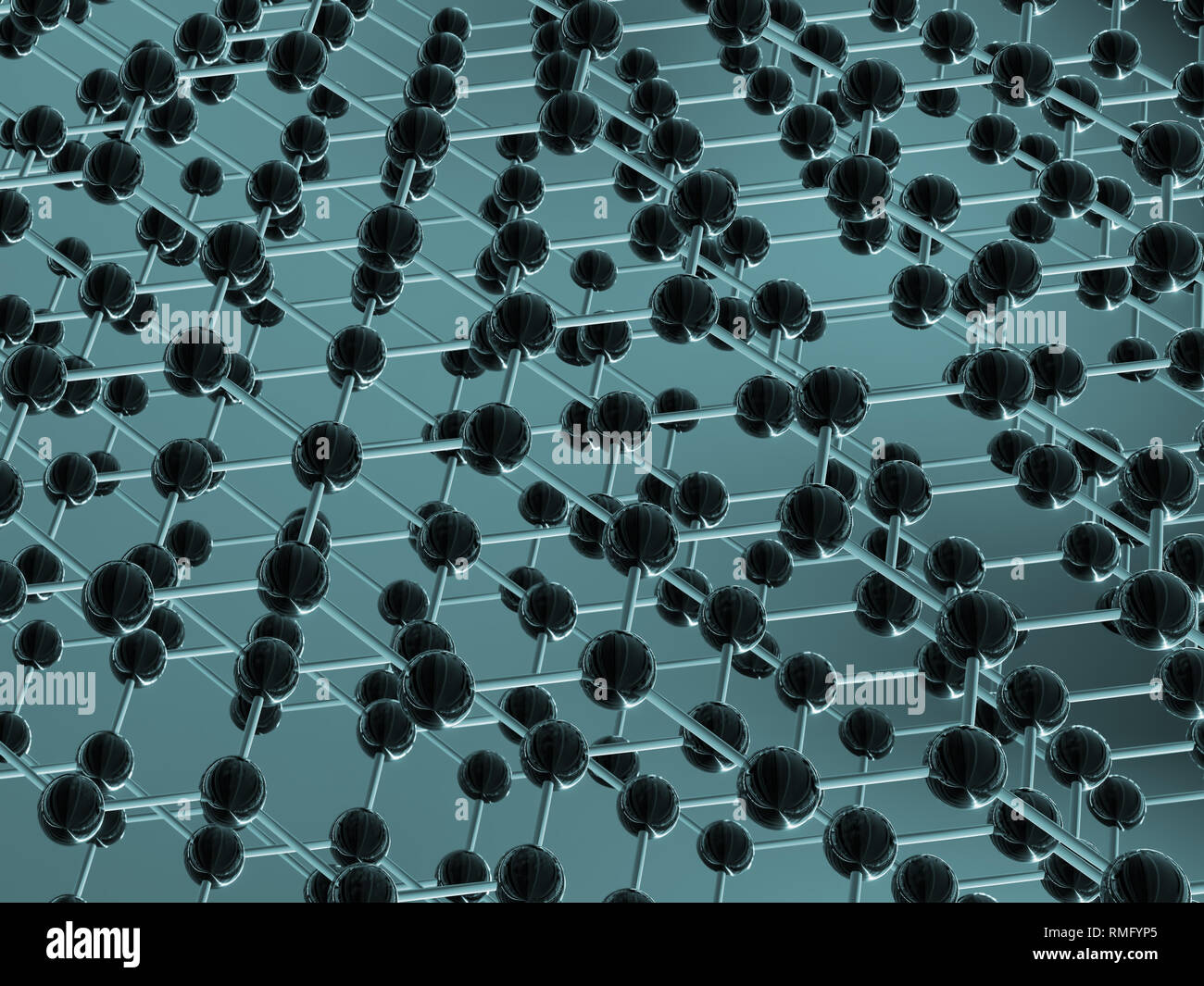 Le rendu 3D de la structure moléculaire du graphène - forme géométrique hexagonale Banque D'Images