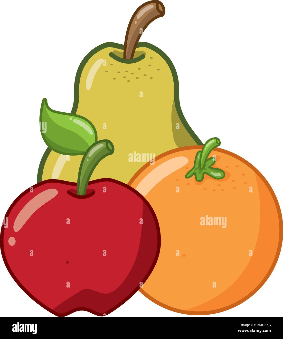 Fruits poire pomme orange Illustration de Vecteur
