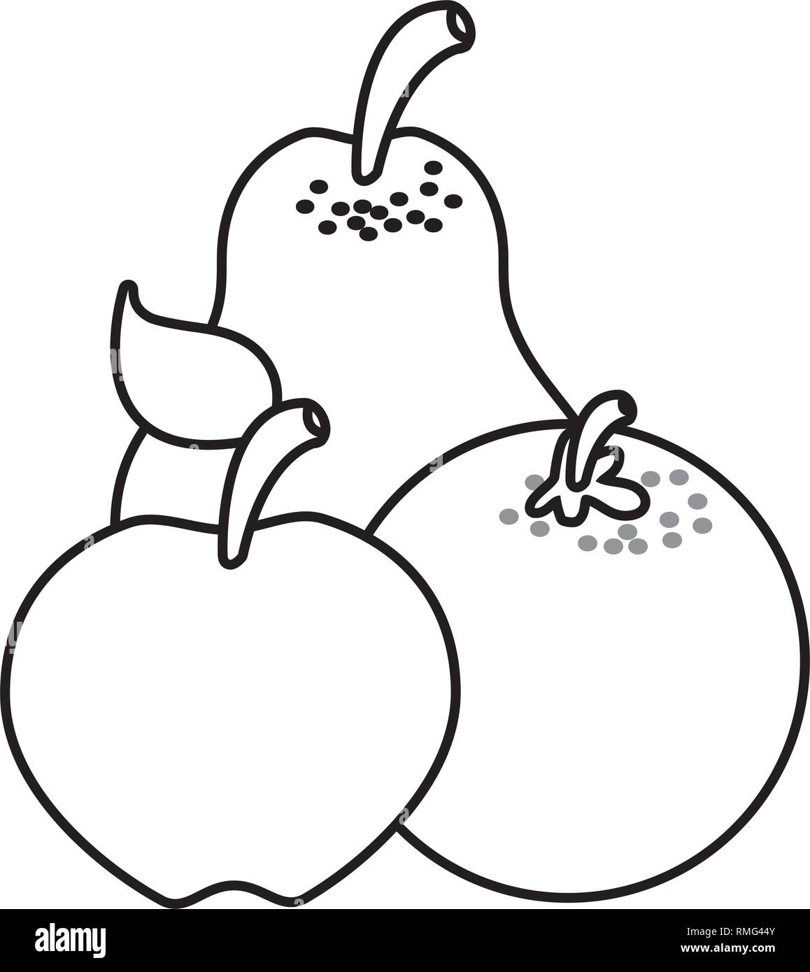 Fruits poire pomme orange Illustration de Vecteur