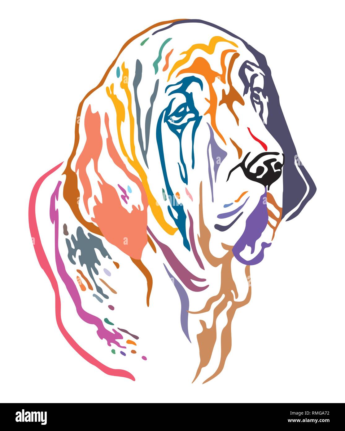 Grandes lignes décoratives colorées portrait de Fila Brasileiro chien à la  recherche de profil, vector illustration en différentes couleurs isolé sur  fond blanc Image Vectorielle Stock - Alamy