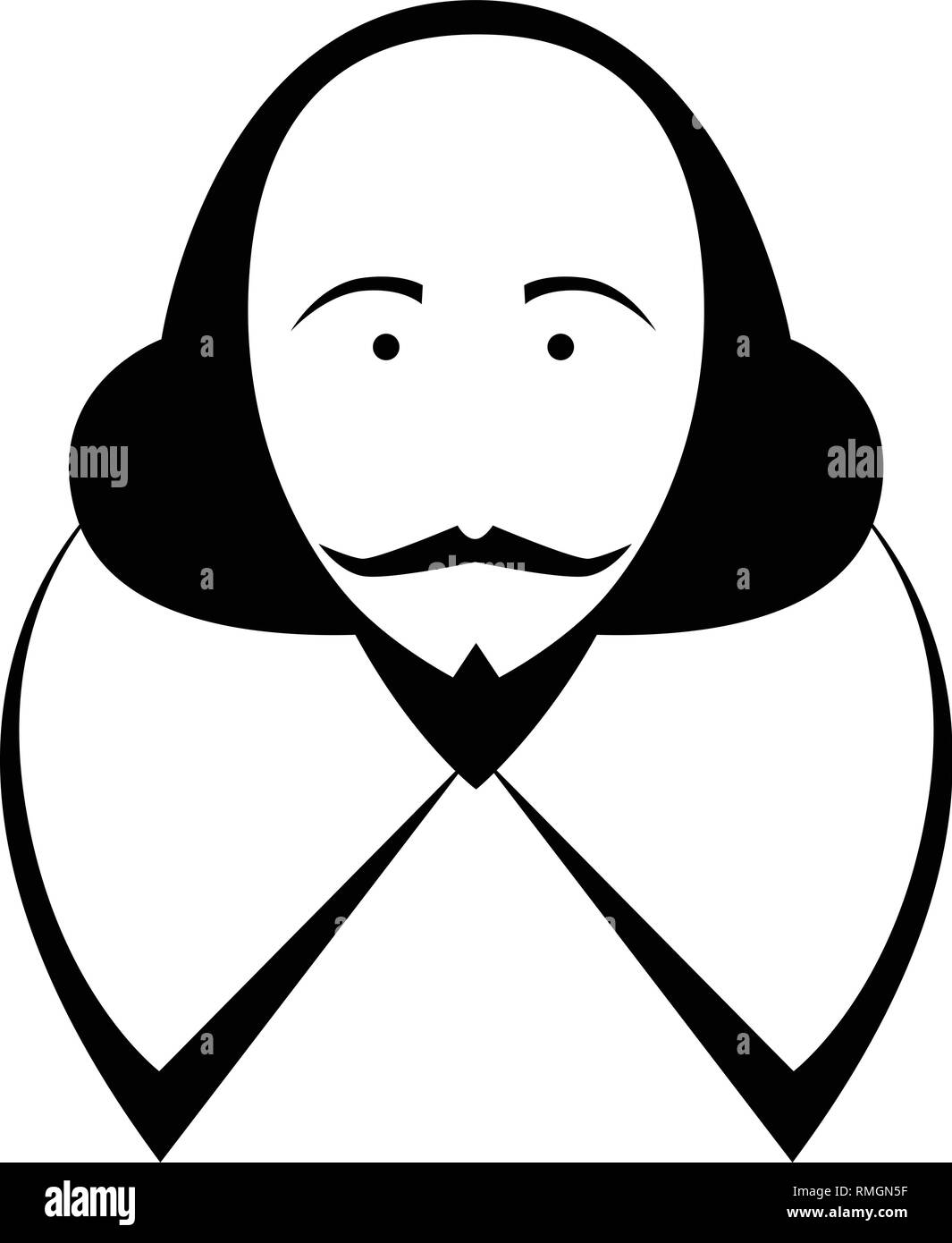 William Shakespeare caricature dans le style comique. Illustration de Vecteur