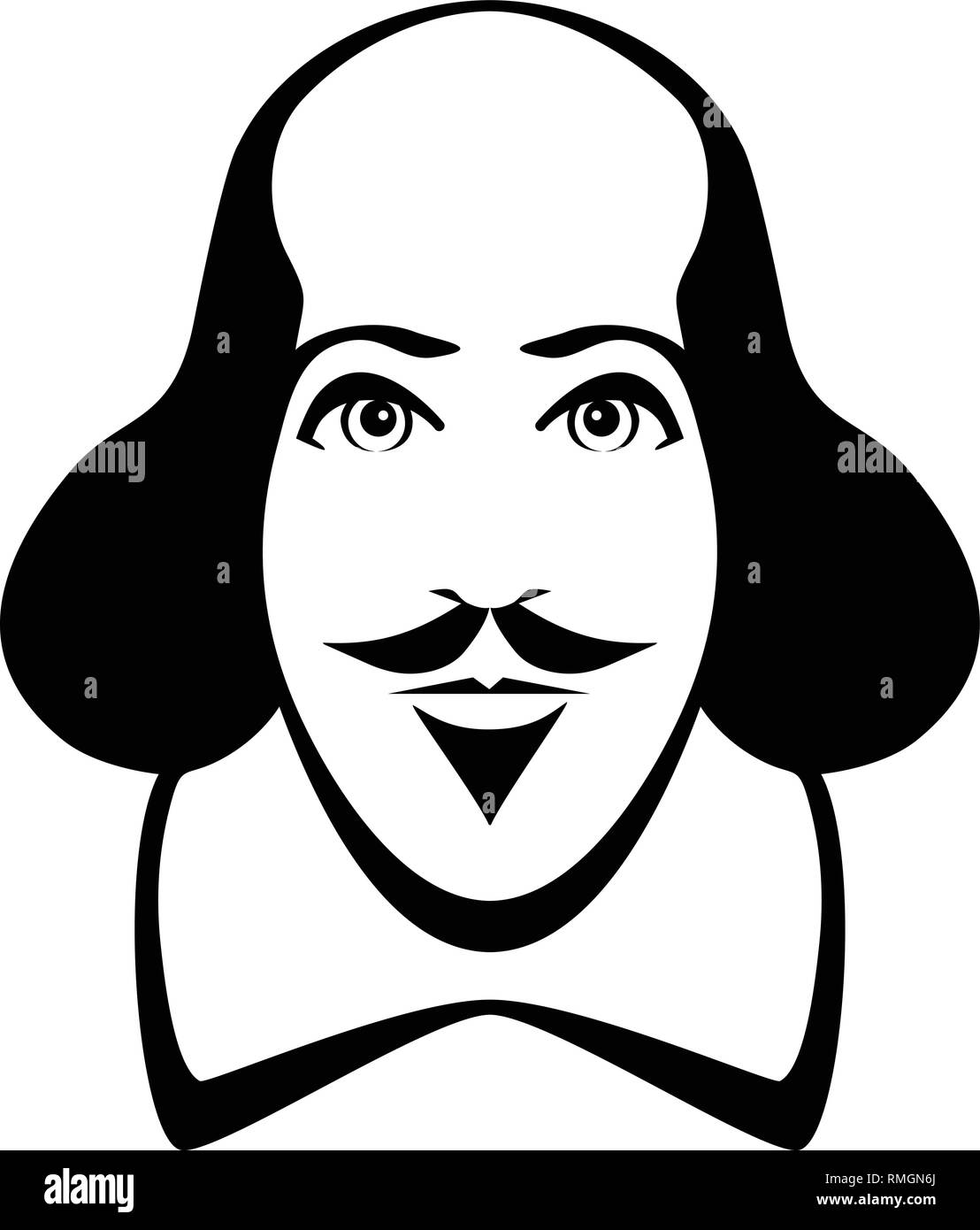 William Shakespeare caricature dans le style comique. Illustration de Vecteur
