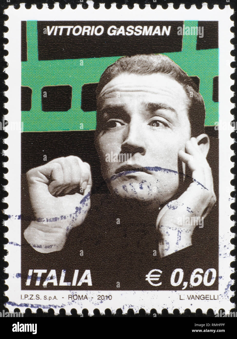 L'acteur italien Vittorio Gassman sur timbre-poste Banque D'Images