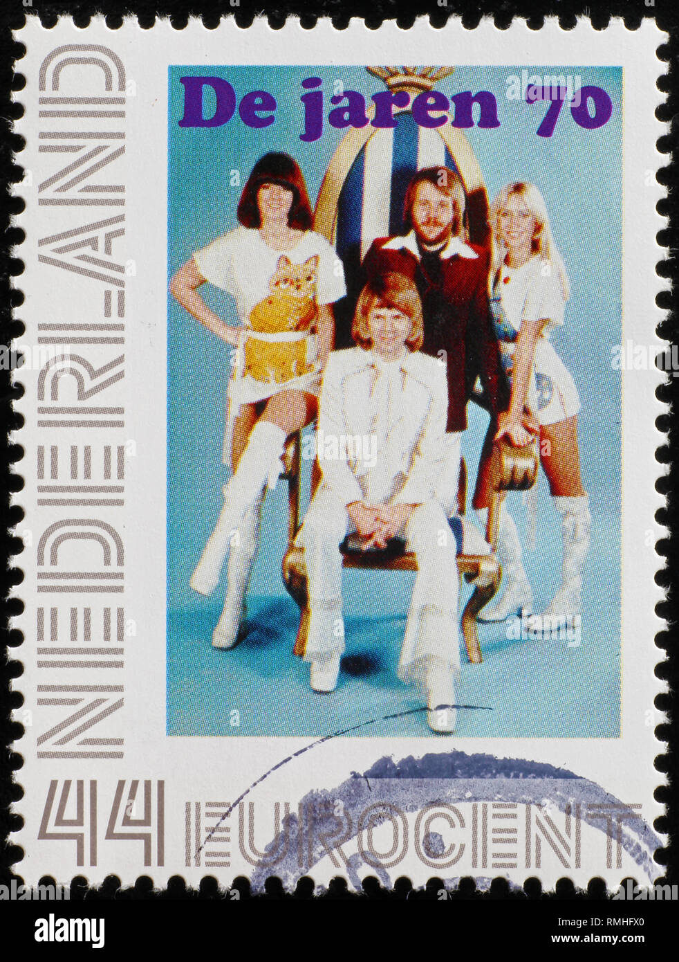 Photo de groupe l'ABBA sur dutch stamp Banque D'Images