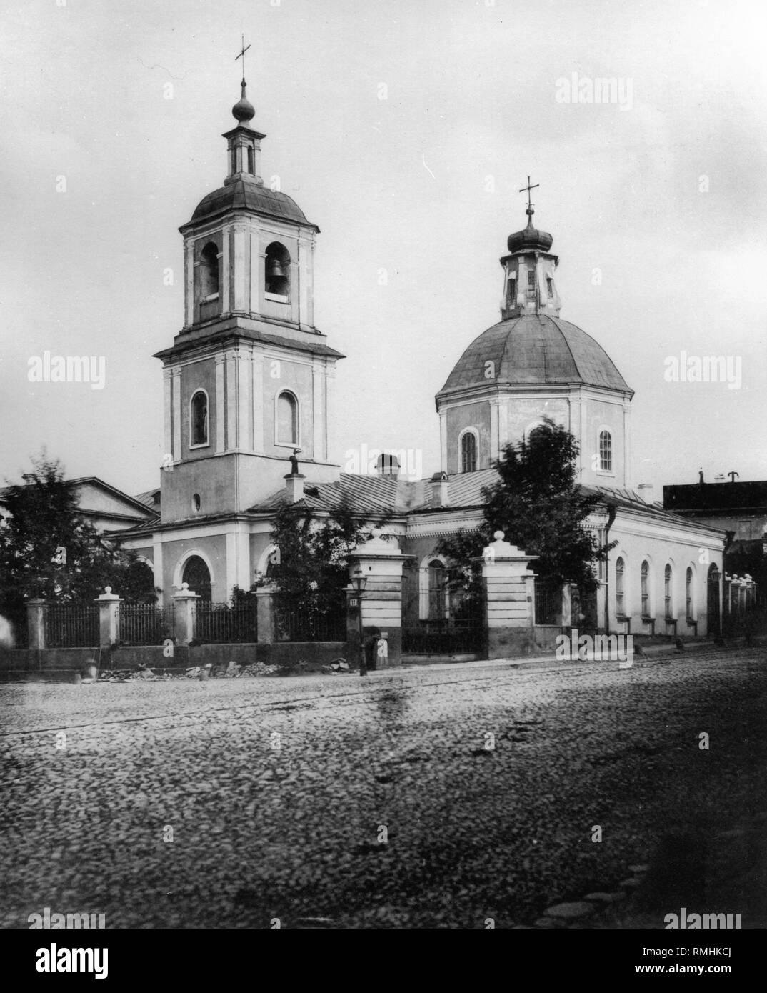 L'église de l'entrée de la Très Sainte Vierge Marie au Temple, à la rue Loubianka à Moscou. Photo albumine Banque D'Images