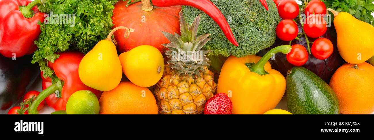 Jeu de fond de légumes, fruits et légumes verts Banque D'Images