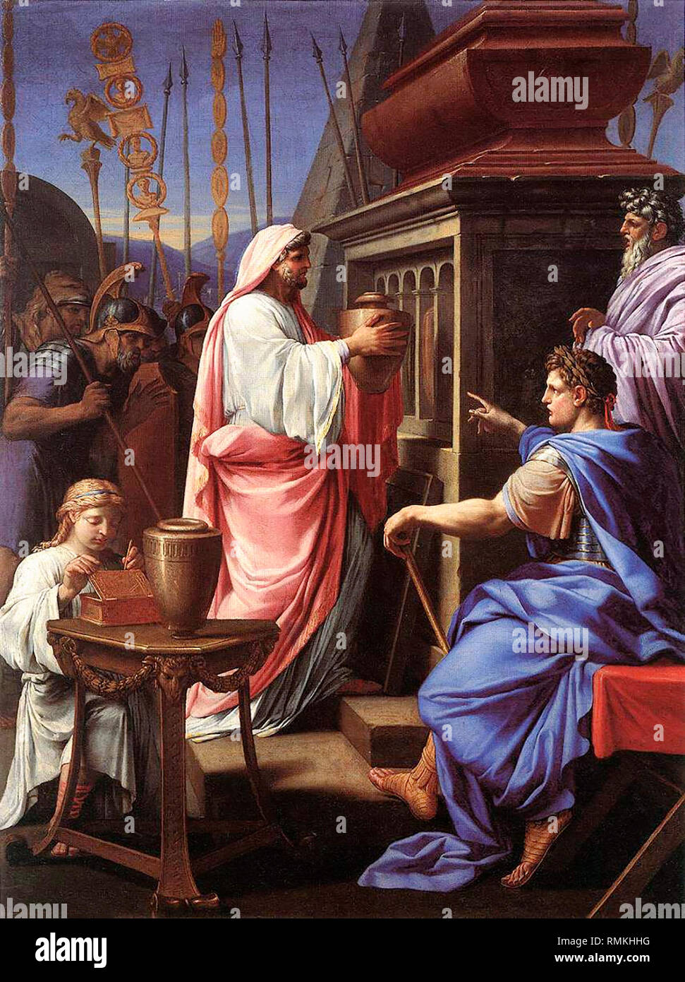 Caligula déposant les cendres de sa mère et son frère dans le tombeau de ses ancêtres - Eustache Le Sueur Banque D'Images