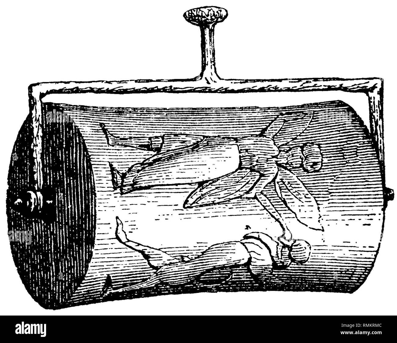 Cylindre avec poignée et pont métallique, Banque D'Images