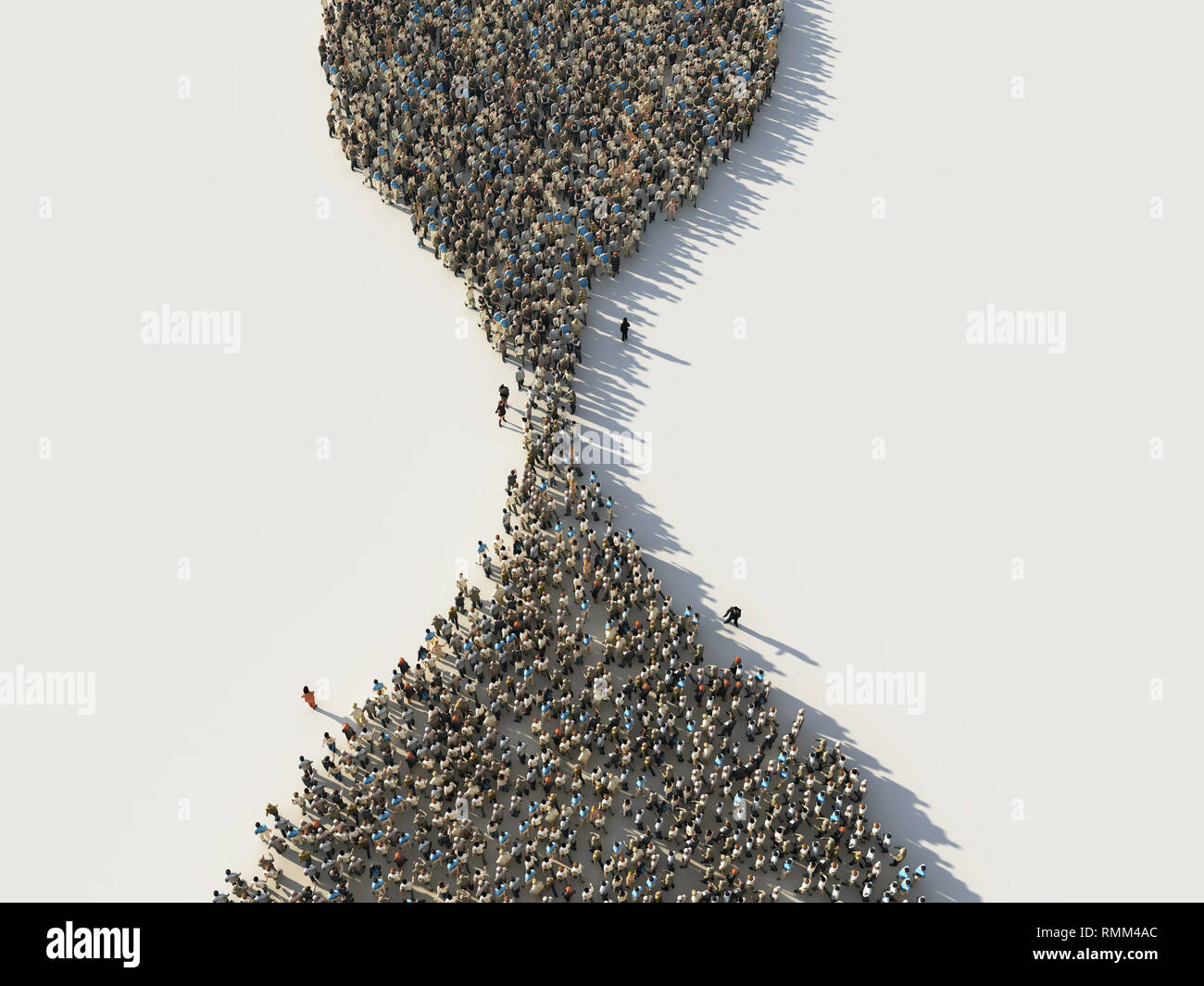 Foule de gens en forme de sablier Banque D'Images