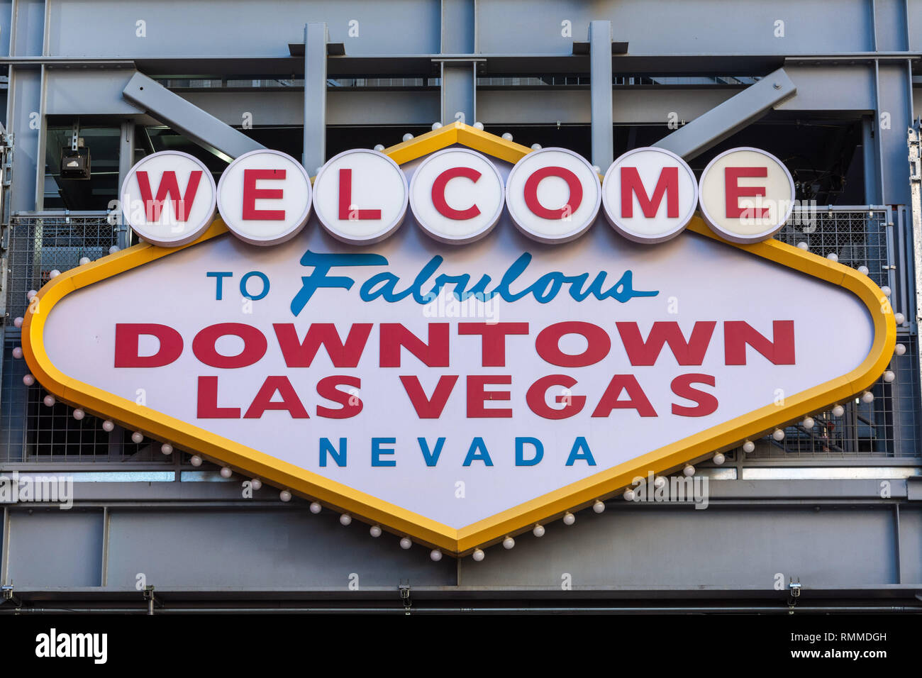 Bienvenue à centre-ville de Las Vegas Nevada signe. Banque D'Images