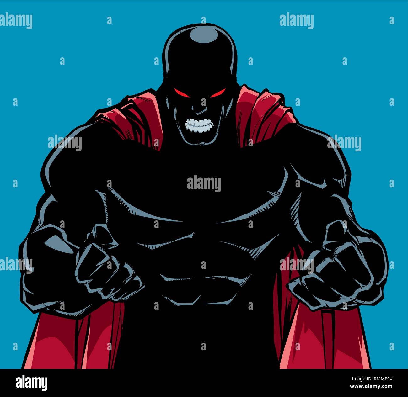 Raging Superhero Silhouette Illustration de Vecteur