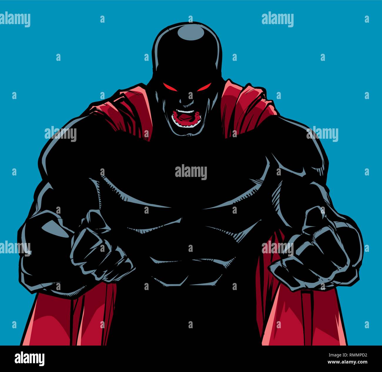 Ruaging Superhero Scream Silhouette Illustration de Vecteur