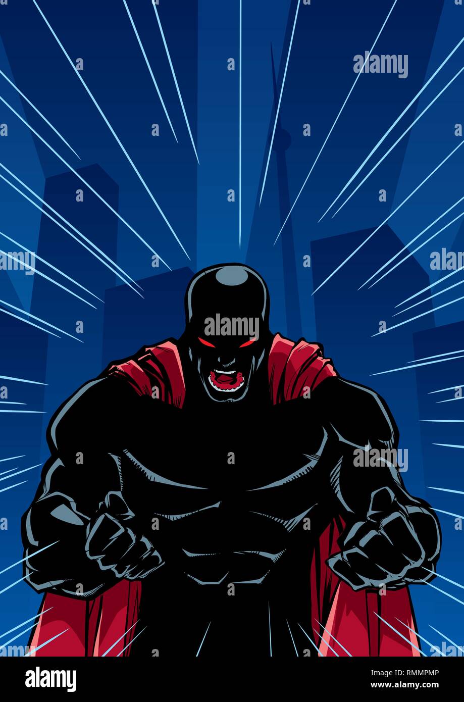 Silhouette de fond de super-héros hurlant Illustration de Vecteur