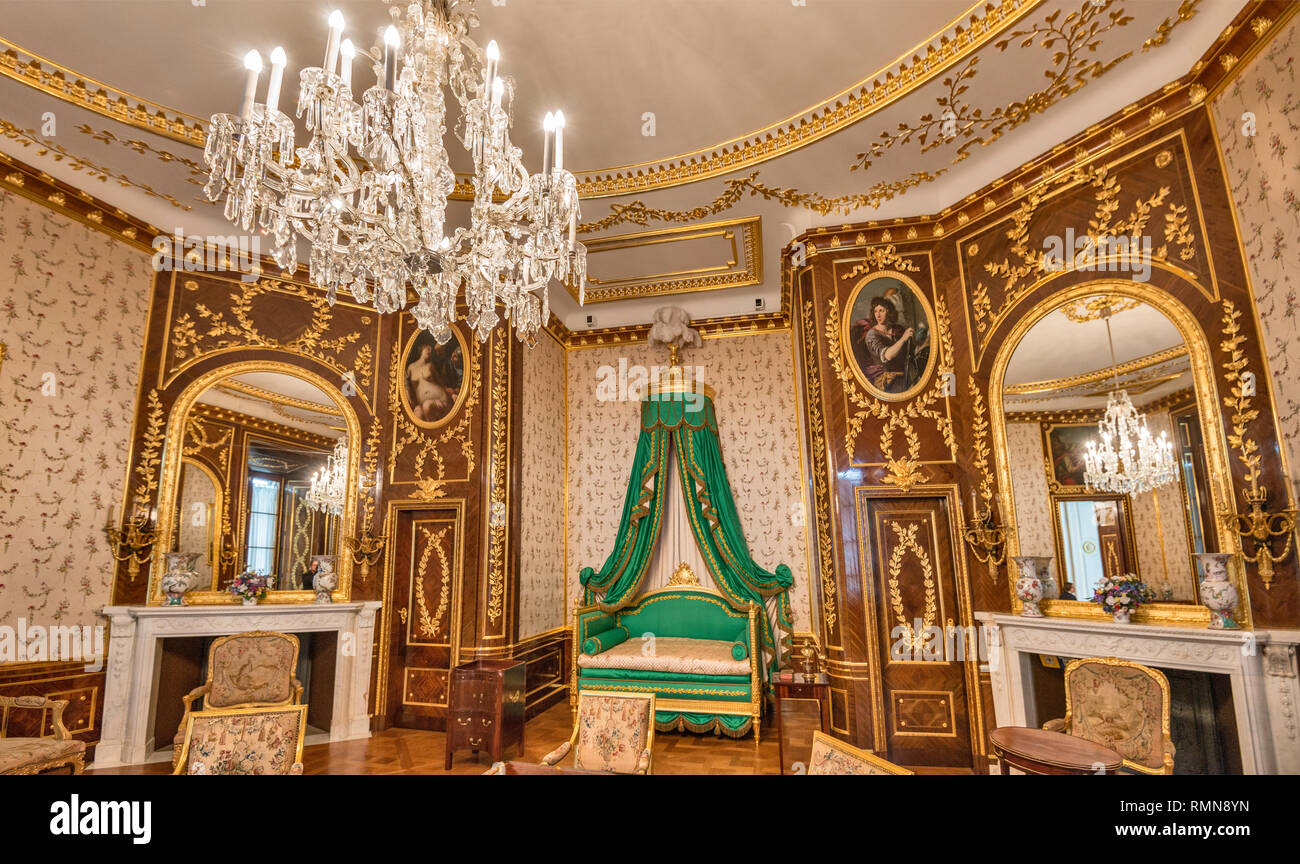 La chambre du roi au Château Royal de Varsovie, Pologne Banque D'Images