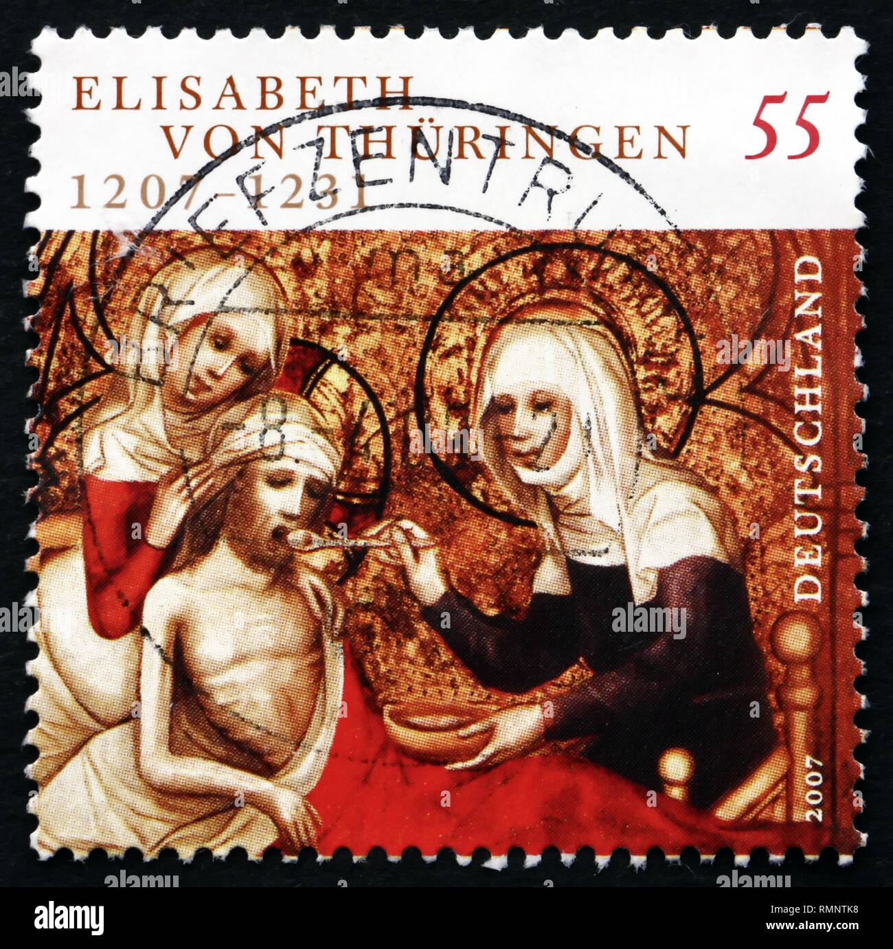 Allemagne - circa 2007 : timbre imprimé dans l'Allemagne montre Sainte Elisabeth de Hongrie, grandement vénéré Saint Catholique, vers 2007 Banque D'Images