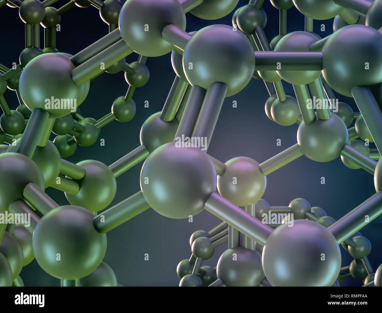 Le rendu 3D de molécules sphériques fullerane Banque D'Images