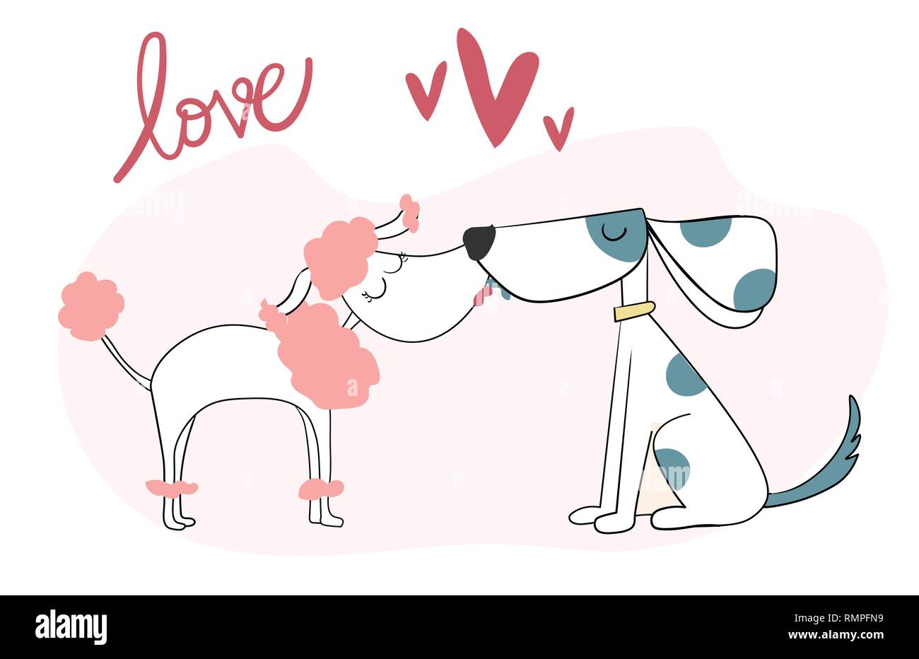 Deux baisers chien mignon Illustration de Vecteur