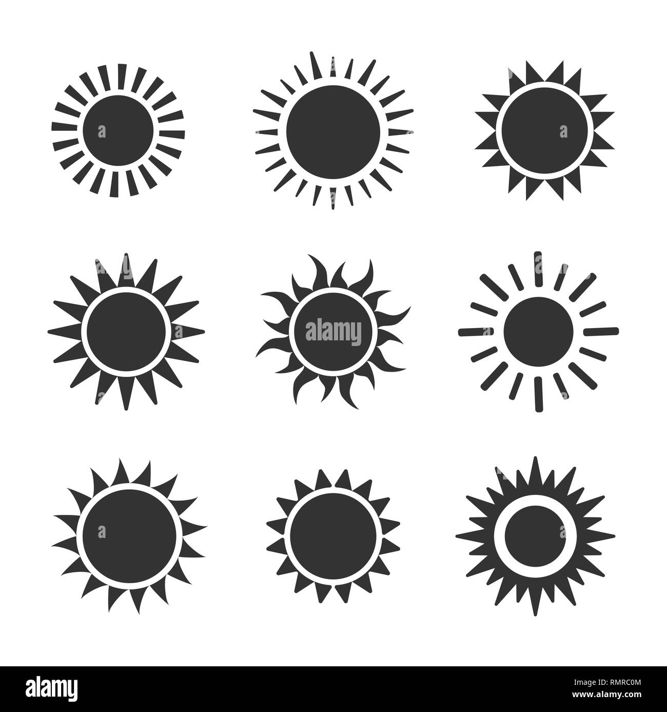 Télévision sun vector icon set sur fond blanc Illustration de Vecteur