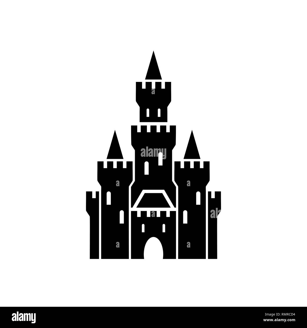 Château icône symbole sur fond blanc Illustration de Vecteur