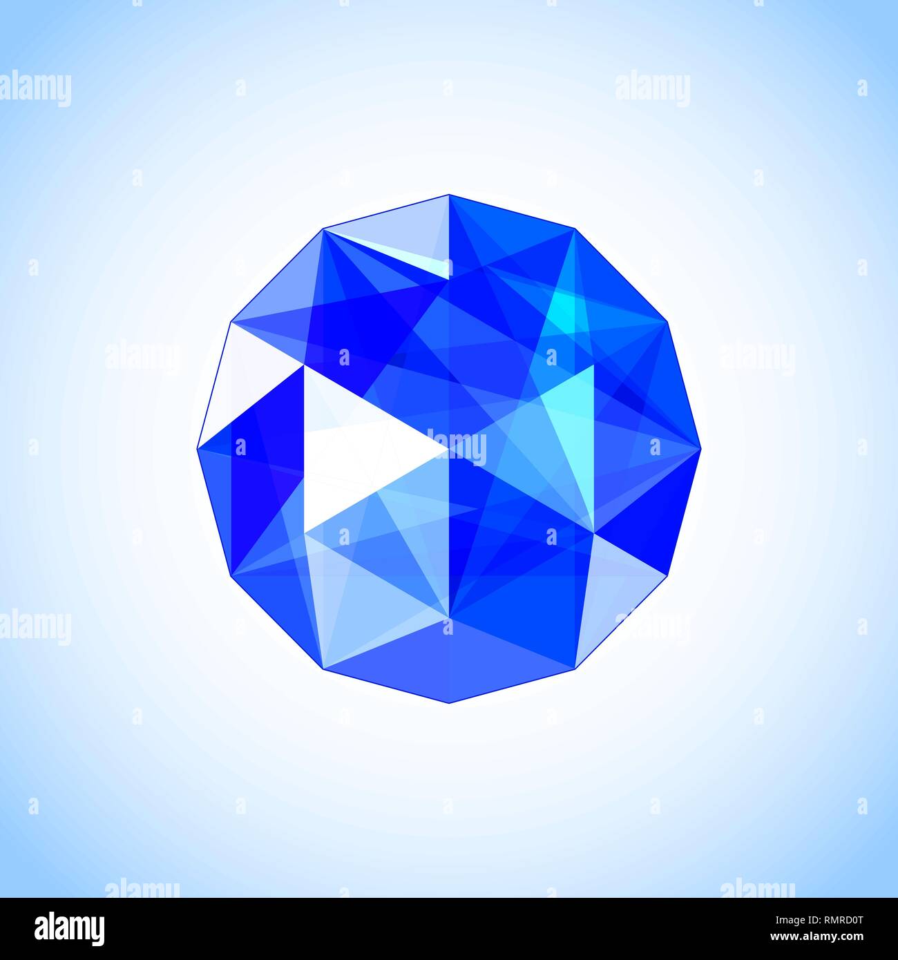 Forme saphir réaliste. Blue gem. Vector illustration. Illustration de Vecteur