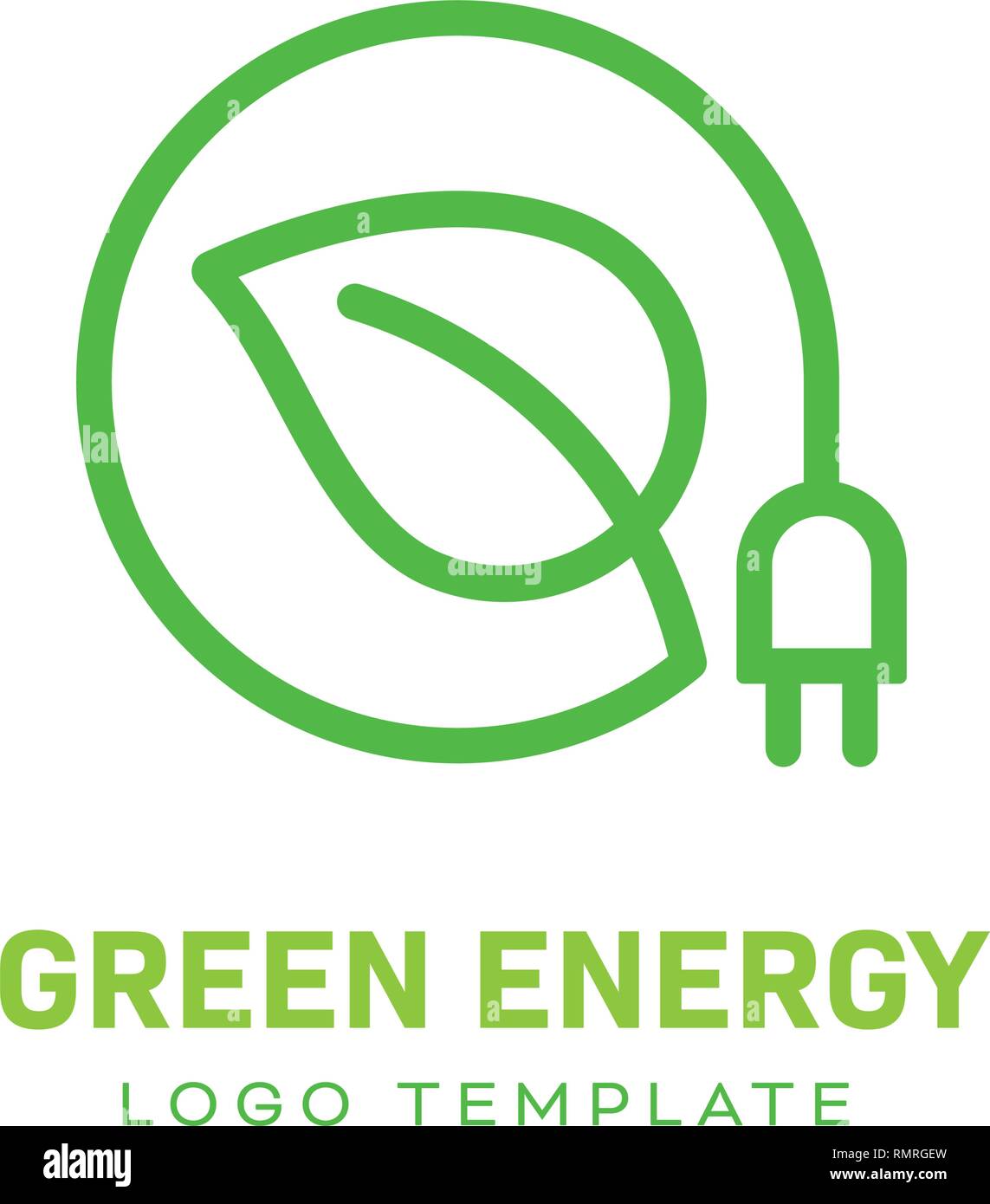 L'énergie verte Eco Logo Concept Modèle - feuille et bouchon électrique vector illustration Illustration de Vecteur