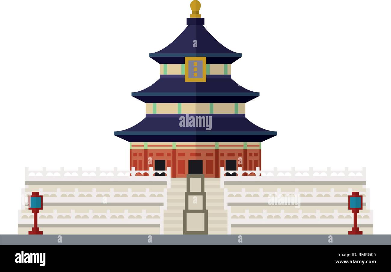 Modèle plat icône vecteur isolé du Temple du Ciel à Beijing, Chine Illustration de Vecteur