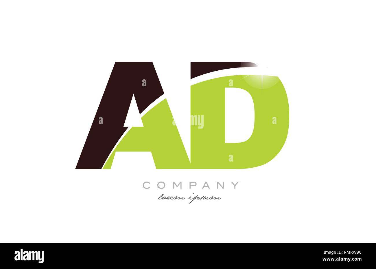 Lettre d'une combinaison ad alphabet logo icône concevoir avec couleur vert et marron convient pour une société ou entreprise Illustration de Vecteur