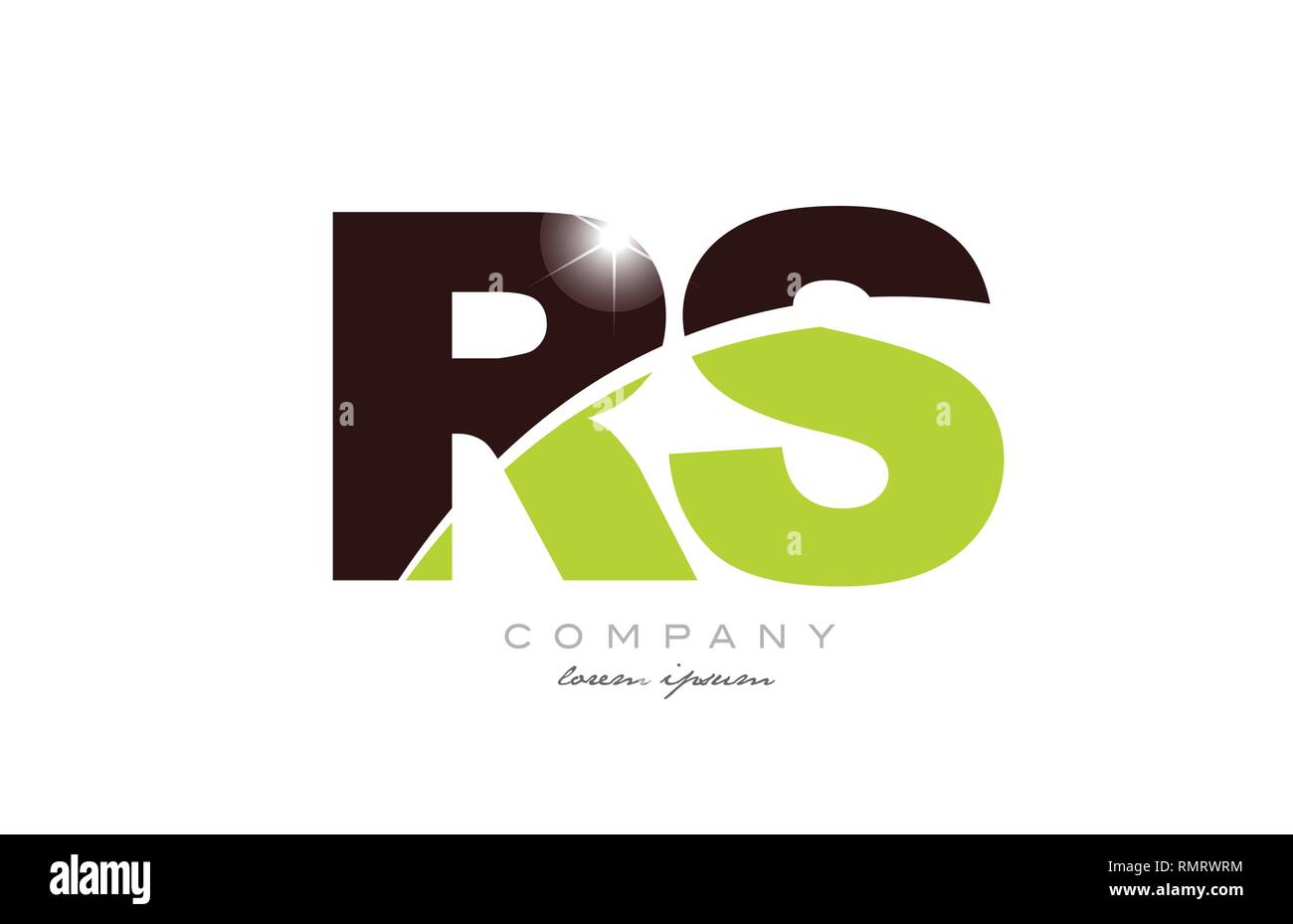 Lettre rs r s logo design alphabet combinaison icône vert et marron couleur convient pour une société ou entreprise Illustration de Vecteur