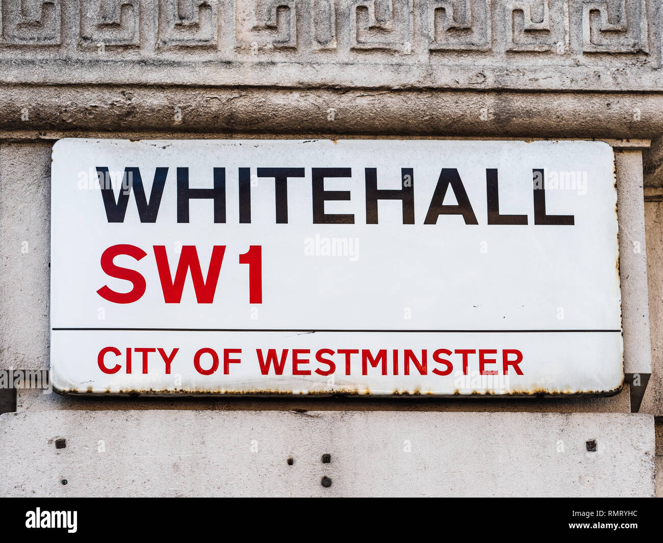 Whitehall Street London SW1 signe - Whitehall est au cœur de la ville de gouvernement de Westminster, dans le centre de Londres Banque D'Images