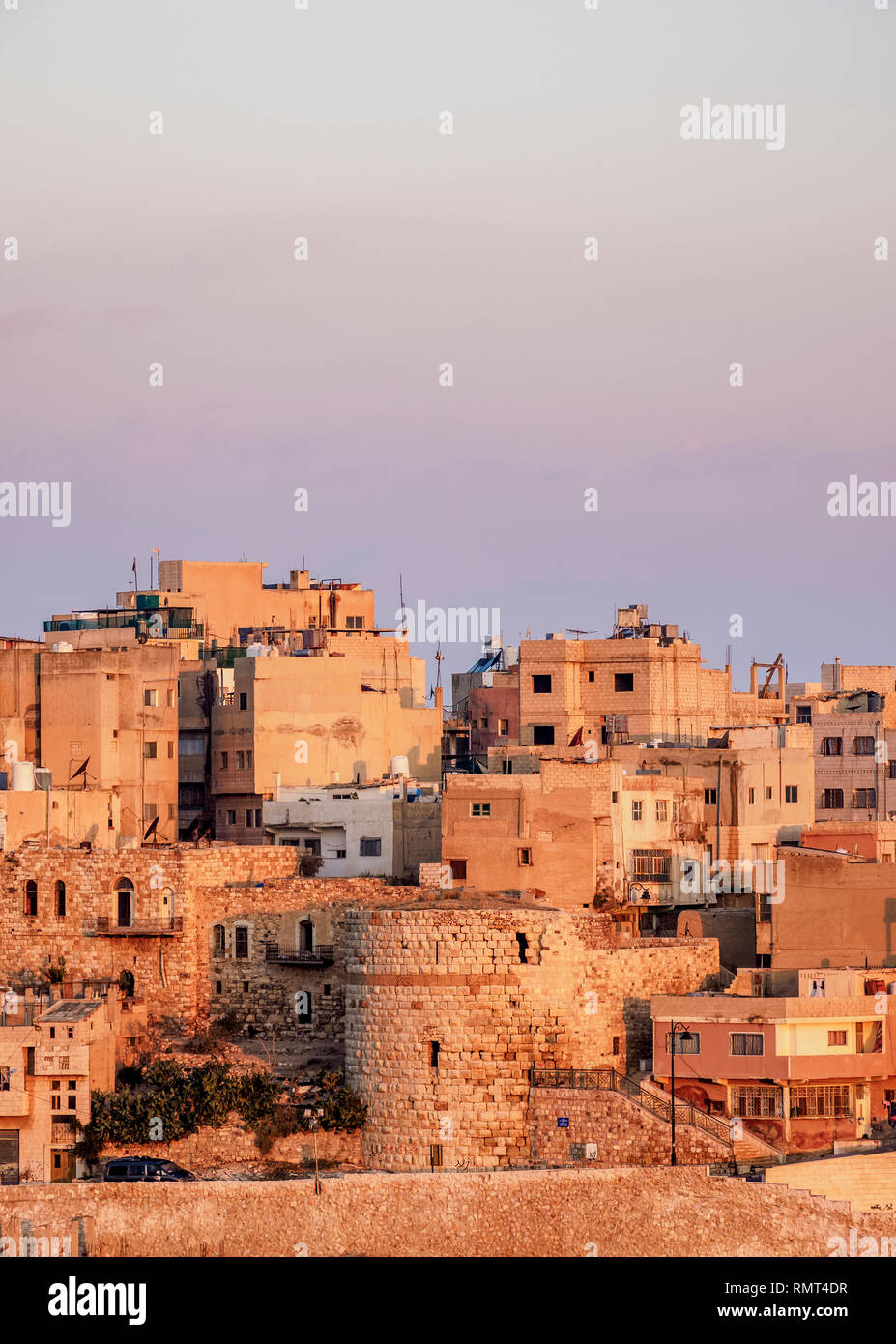 Al-Karak au lever du soleil, Karak, Jordanie Gouvernorat Banque D'Images