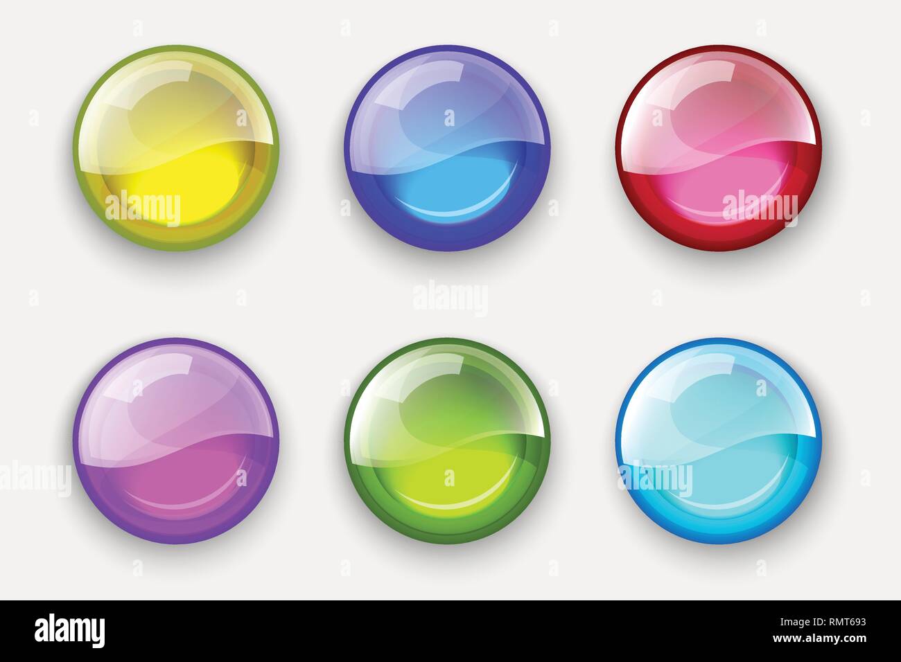 Ensemble de sphères colorées. Vecteur de verre boutons. Sphères brillant Illustration de Vecteur