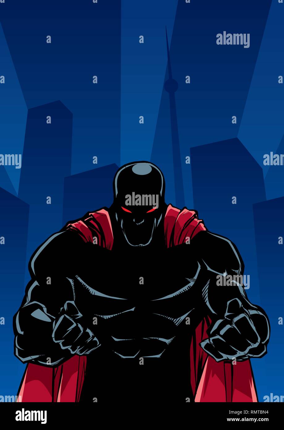 Raging Superhero City Silhouette Illustration de Vecteur