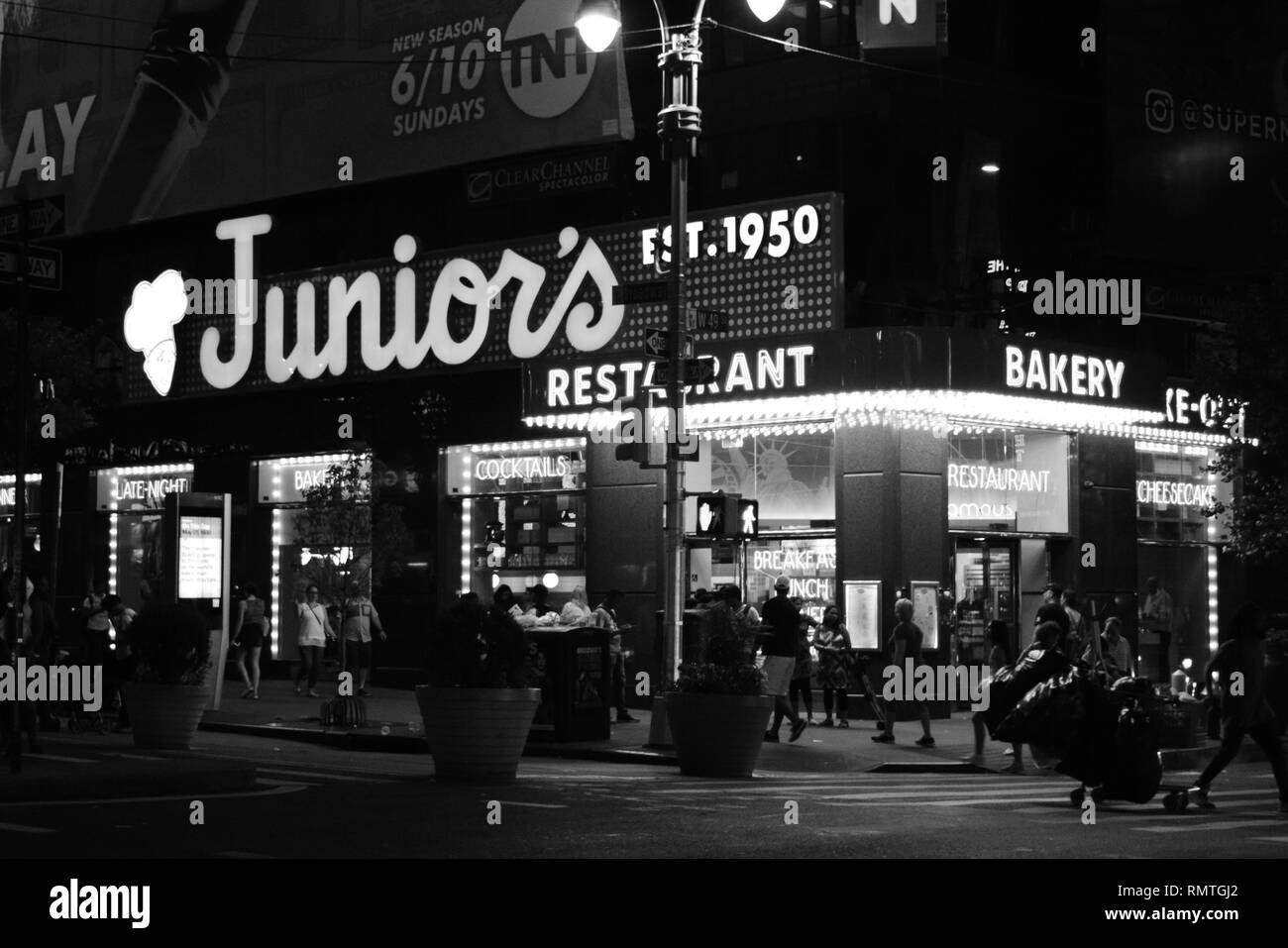 New york city restaurant en noir & blanc Banque D'Images