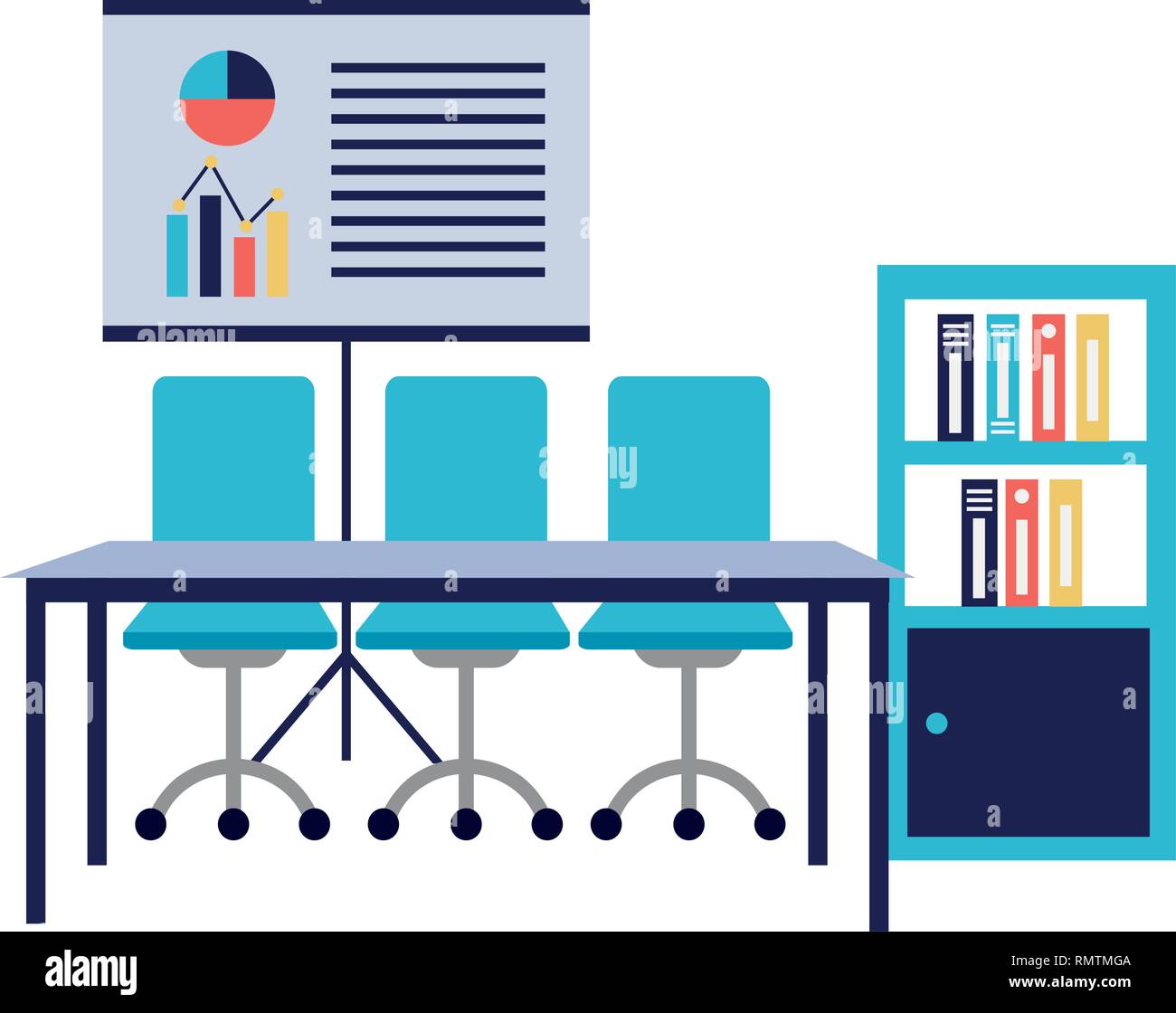 L'intérieur du milieu de travail de bureau Illustration de Vecteur