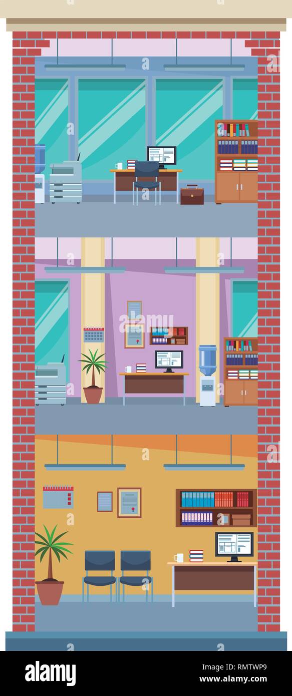 Immeuble de bureaux de travail Illustration de Vecteur