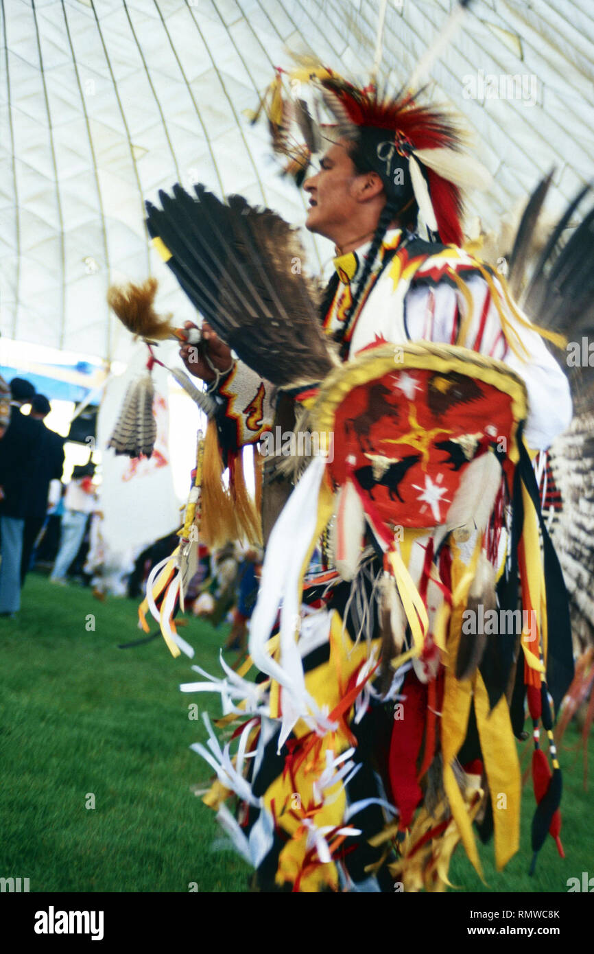 Première Nation crie plaqués dancer,pow wow,Saskatchewan,Canada Banque D'Images