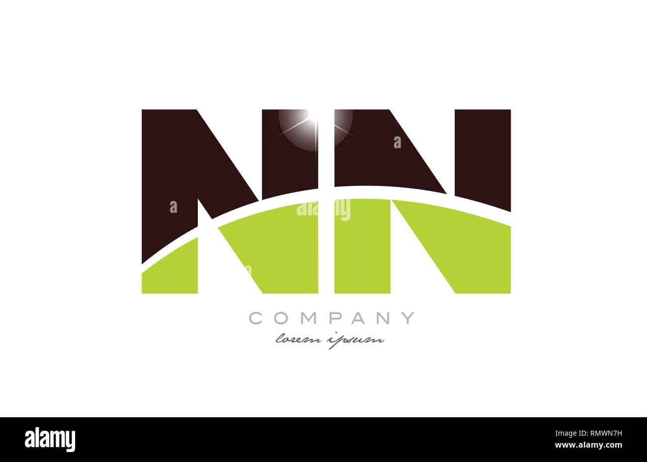 Lettre nn n n alphabet combinaison icône logo design avec des couleurs vert et marron convient pour une société ou entreprise Illustration de Vecteur