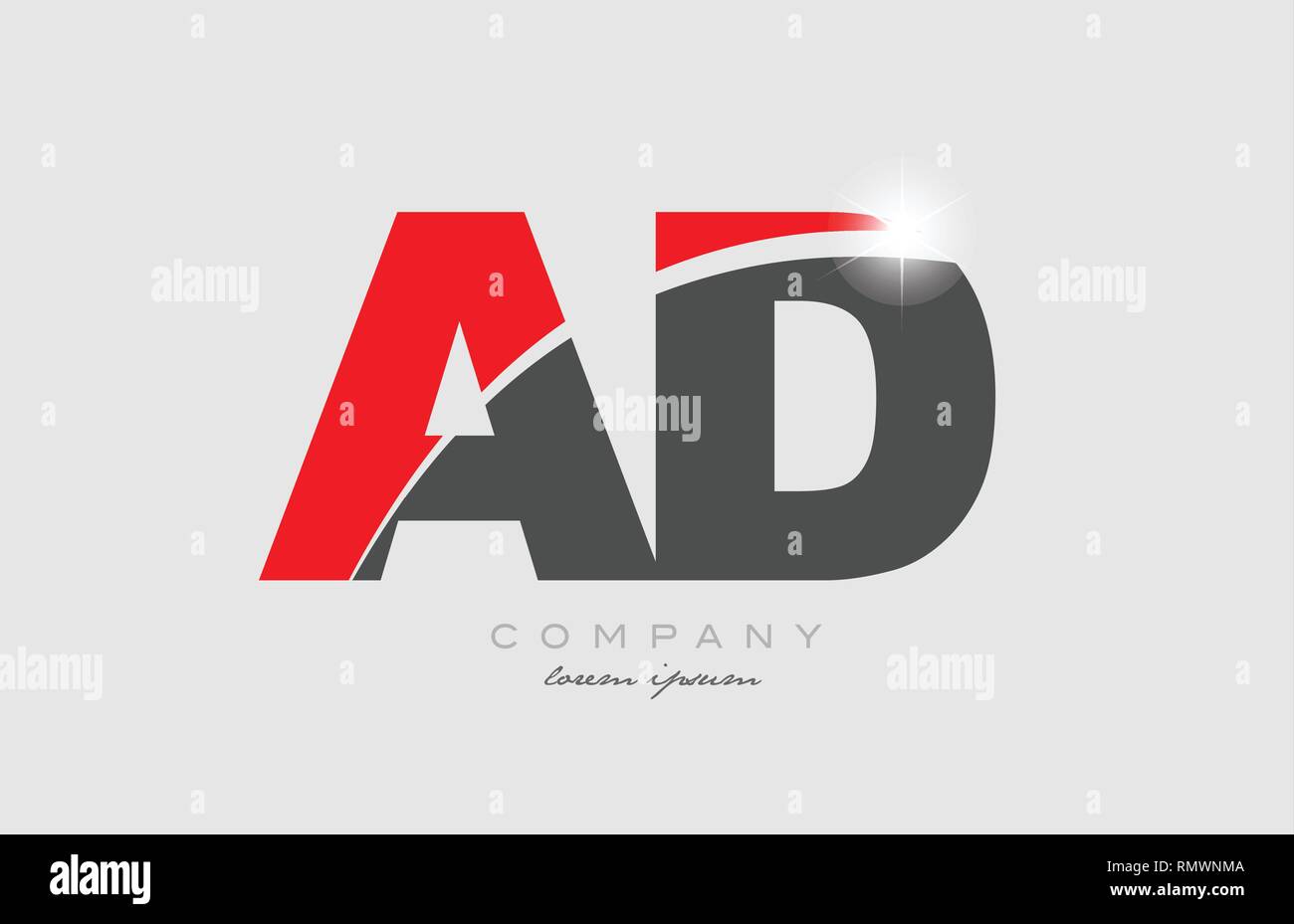 Combinaison lettre annonce a d en couleur rouge gris logo design de l'alphabet l'icône appropriée pour une société ou entreprise Illustration de Vecteur