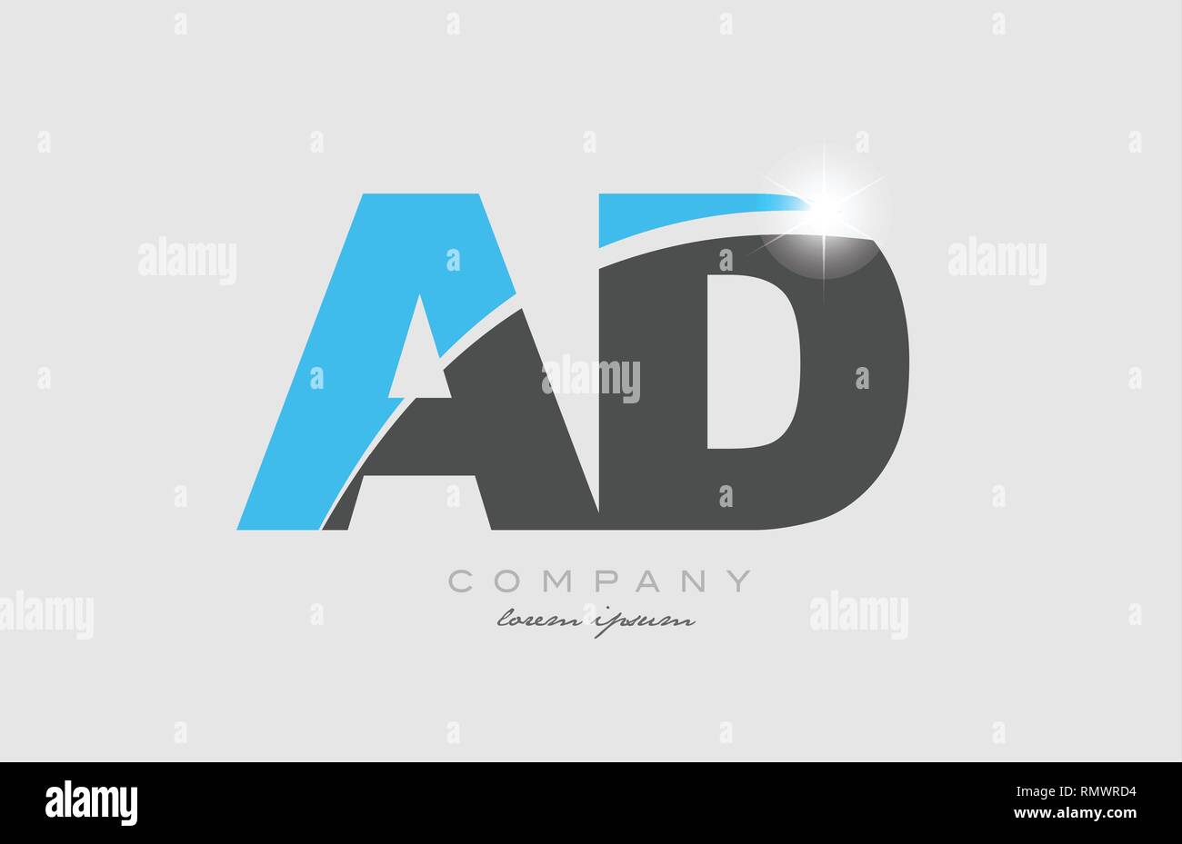 Lettre d'une combinaison ad en gris bleu logo alphabet design icône approprié pour une société ou entreprise Illustration de Vecteur