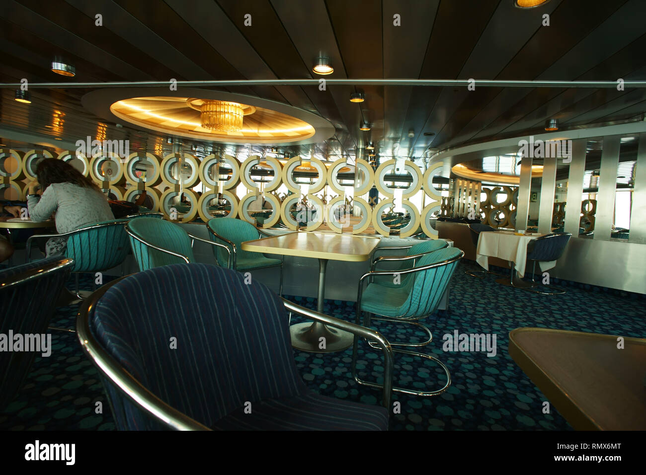 Ferry corse, de l'intérieur. La Sardaigne, Italie Banque D'Images