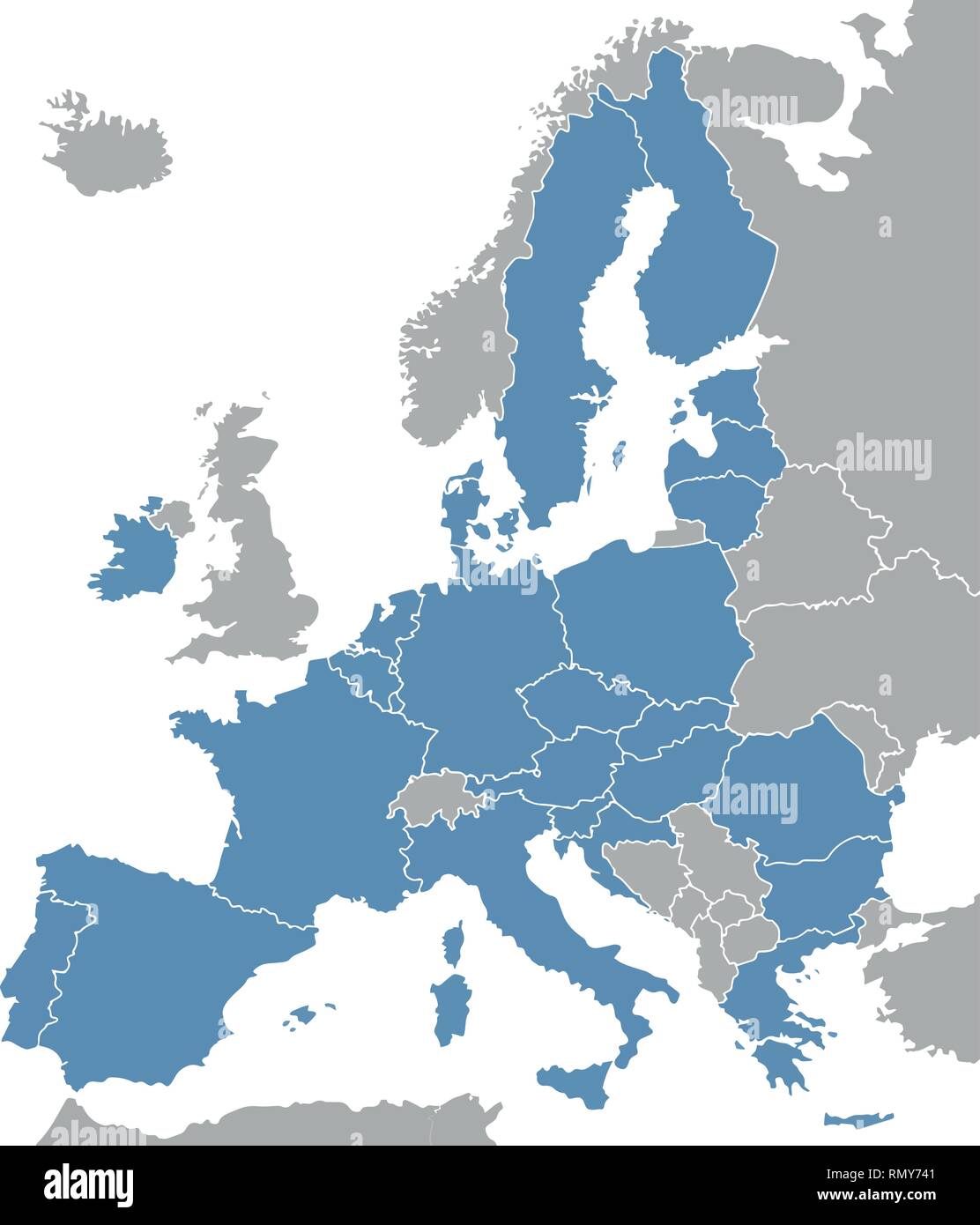 Carte vectorielle de l'Europe avec les Etats de l'Union européenne hors France Illustration de Vecteur