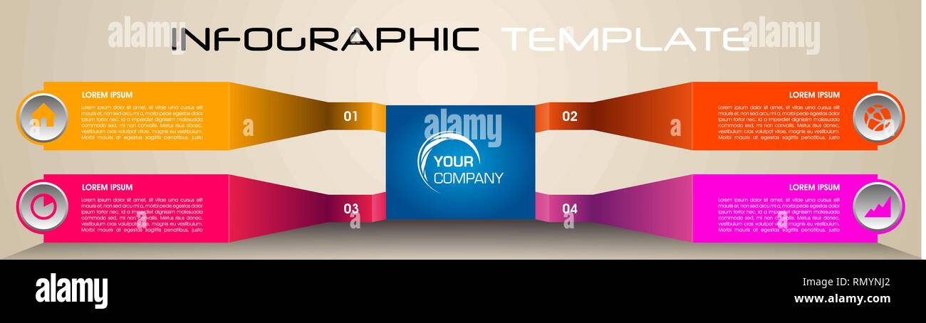 Options graphiques de vecteur moderne avec modèle rectangle coloré Illustration de Vecteur