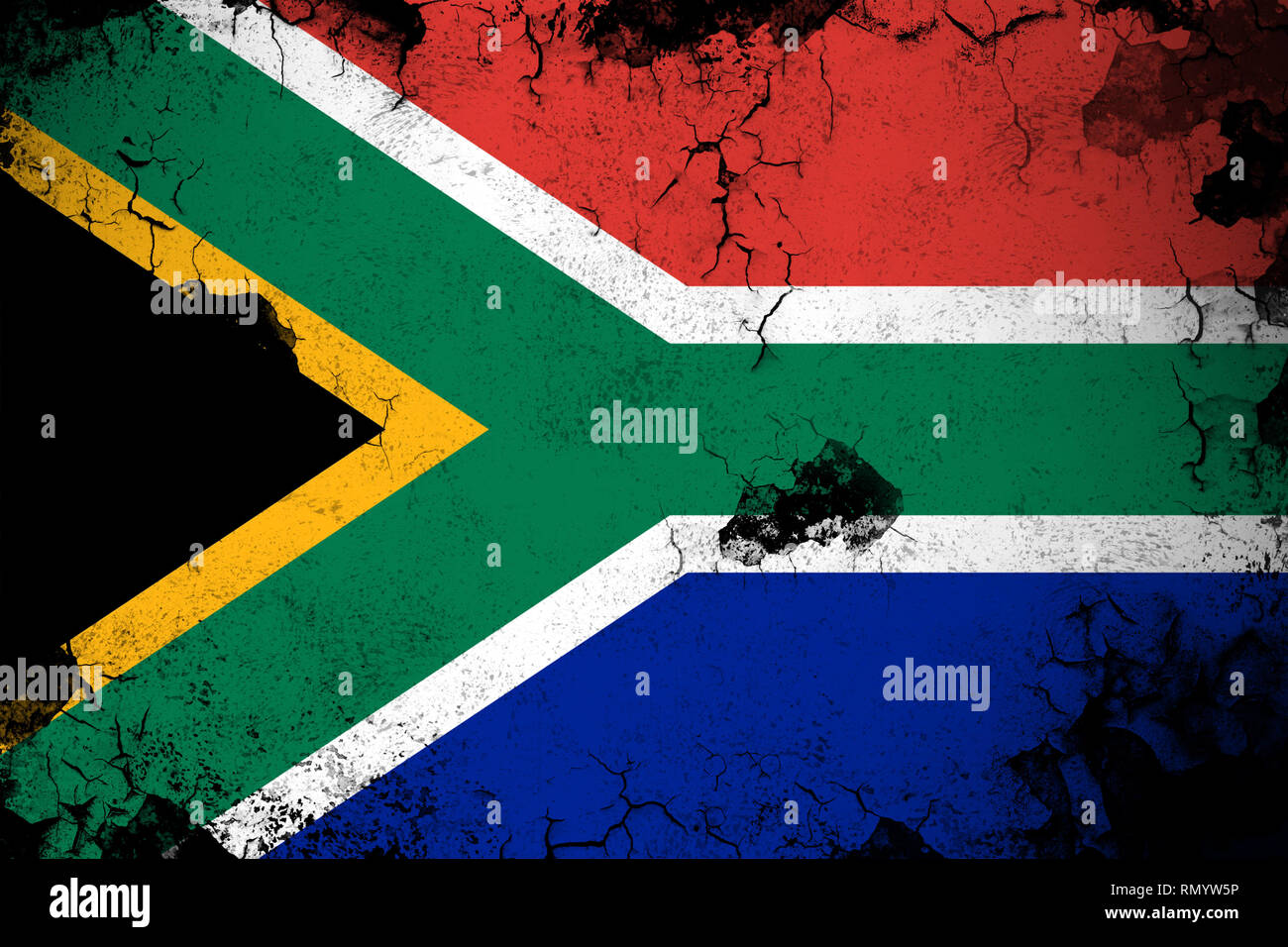 Afrique du Sud drapeau sale grunge et illustration. Parfait pour les fins de l'arrière-plan ou de texture. Banque D'Images